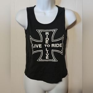 Live to Ride Ride to Live Tank‎ Top Black Large QH A170